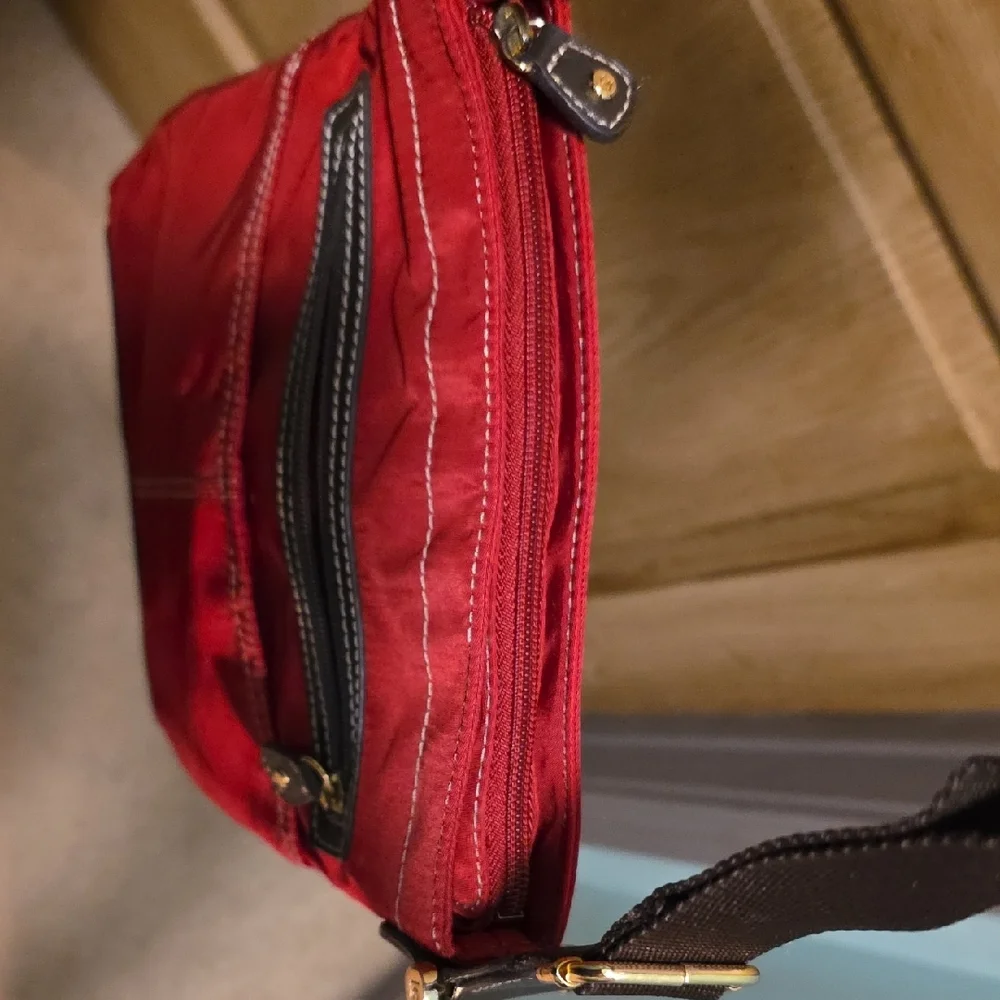 Liz Claiborne Red and Brown Messenger Bag